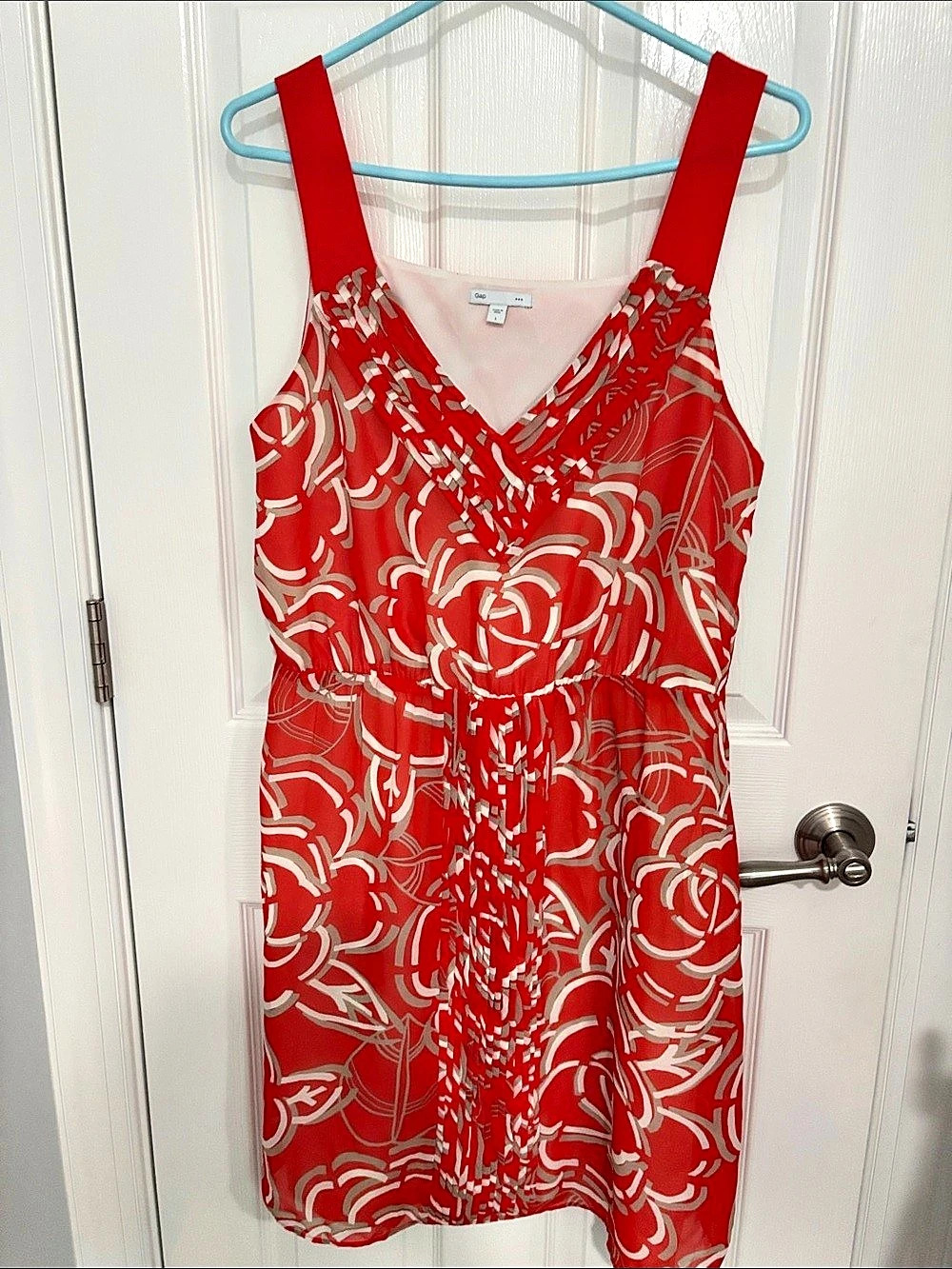 Gap Abstract Print Mini Dress Orange , Tan & White  size Large